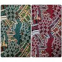 Retro Multi Pattern Big Print on Stretch Lightweight Knit Jersey Polyester Spandex Fabric by The Yard (Burgundy)