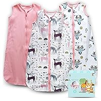 Cute Castle Baby Sleep Sack 0-6 Months - Lightweight 100% Cotton 2-Way Zipper TOG 0.5 Infant Wearable Blanket, Newborn Essentials Toddler Sleep Clothes (3 Pack Pink)