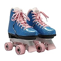 Circle Society Classic Adjustable Indoor and Outdoor Childrens Roller Skates - Bling Bubble Gum ,3-7 US Pink, Blue