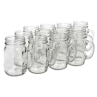 North Mountain Supply - NMS J40014 - No Lids Glass Pint Mug Handle Mason Drinking Jars - Case of 12