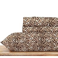 California Design Den 100% Cotton Sheets, 400 Thread Count Sateen, Cooling Sheets, Deep Pocket Sheets, Twin Size Printed Bed Sheets Set for Kids, Dorm Rooms & Adults, 3 Pc Twin Sheets (Leopard Print)