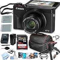 Canon PowerShot G7 X Mark III Digital Camera + 64GB Extreem Speed Memory,Stabilizong Grip, Case, Batteries,and More (22pc Bundle) (Renewed)