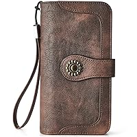 BOSTANTEN Womens Wallet Genuine Leather Large Capacity Wristlet Clutch Purse Credit Card Holder with RFID Blocking