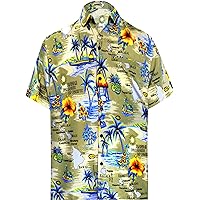 LA LEELA Mens Hawaiian Shirts Short Sleeve Button Down Shirt Men's Hawaii Shirts Boho Holiday Summer Beach Shirts for Men