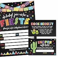 25 Fiesta Baby Shower Invitations, 25 Book Request Baby Shower Guest Book Alternative, 25 Baby Shower Diaper Raffle Tickets For Baby Shower Games To Play, Spanish Mexican Write in Diaper Raffle Cards