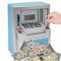 Piggy Bank for Boys Girls Adult, Mini Safe for Kids, Electronic ATM Machine Savings with Code for Real Money Cash Coin, Christmas Idea Gifts