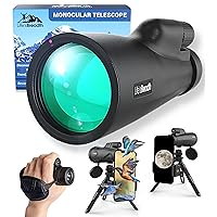 12x56 Monocular Telescope with Smartphone Adapter and Upgraded Tripod, HD Handheld Telescope - High Powered Monocular Scope for Adults - Birdwatching - Gifts for Men Him Dad Husband Boyfriend (Black)