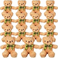 15 Pieces Plush Stuffed Bears, 10 Inch Cute Soft Stuffed Bear Toy with Bow Tie for Graduation Baby Shower Christmas Birthday Party Gift Favors (Light Brown)