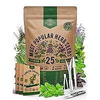 25 Most Popular Herb Seeds Variety Pack for Planting Indoor & Outdoors. 11,700+ Non-GMO Heirloom Herbal Garden Seeds: Anise, Bergamot, Borage, Cilantro, Oregano, Basil, Rosemary Seeds & More
