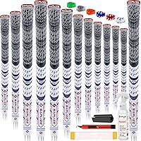 SAPLIZE Cross Corded Golf Grips 13 Pack, Low Taper Design, Choose from 13 Grips with 15 Tapes or 13 Grips with All Kits, 3 Sizes 6 Colors Options, Multi-Compound Hybrid Golf Club Grips, CL03 Series