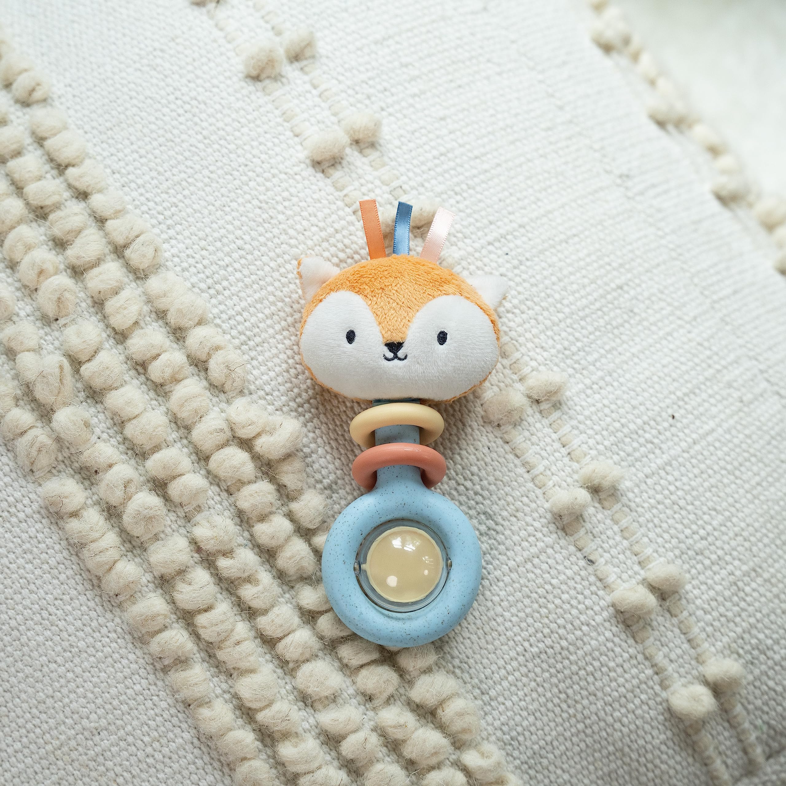 Ingenuity Kitt Ring Rattle for Baby, Plant-Based and BPA-Free Materials, Kitt The Fox Character Plush Head