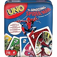 Mattel Games UNO The Amazing Spider-Man Card Game in Storage & Travel Tin for Kids, Adults & Family with Deck & Special Rule (Amazon Exclusive)