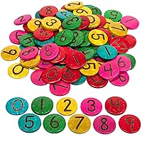 READY 2 LEARN - CE10006 Coconut Numbers - Set of 100 - 0-9 - 5 Colors - Natural, Hand Made Counters for Kids - Math Manipulatives