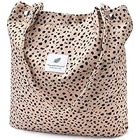 Corduroy Tote Bag for Women Canvas Shoulder Cord Purse with Inner Pocket