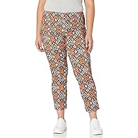 SLIM-SATION Women's Pull on 29 Inch Print Twill Ankle Pant