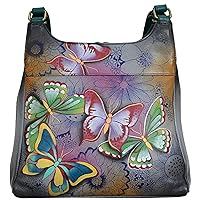 Anna by Anuschka womens Anna Anuschka Genuine Leather Medium Hobo-butterfly Paradise Satchel Bag, Butterfly Paradise, One Size US