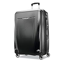 Samsonite Winfield 3 DLX Hardside Expandable Luggage with Spinners, Checked-Large 28-Inch, Black