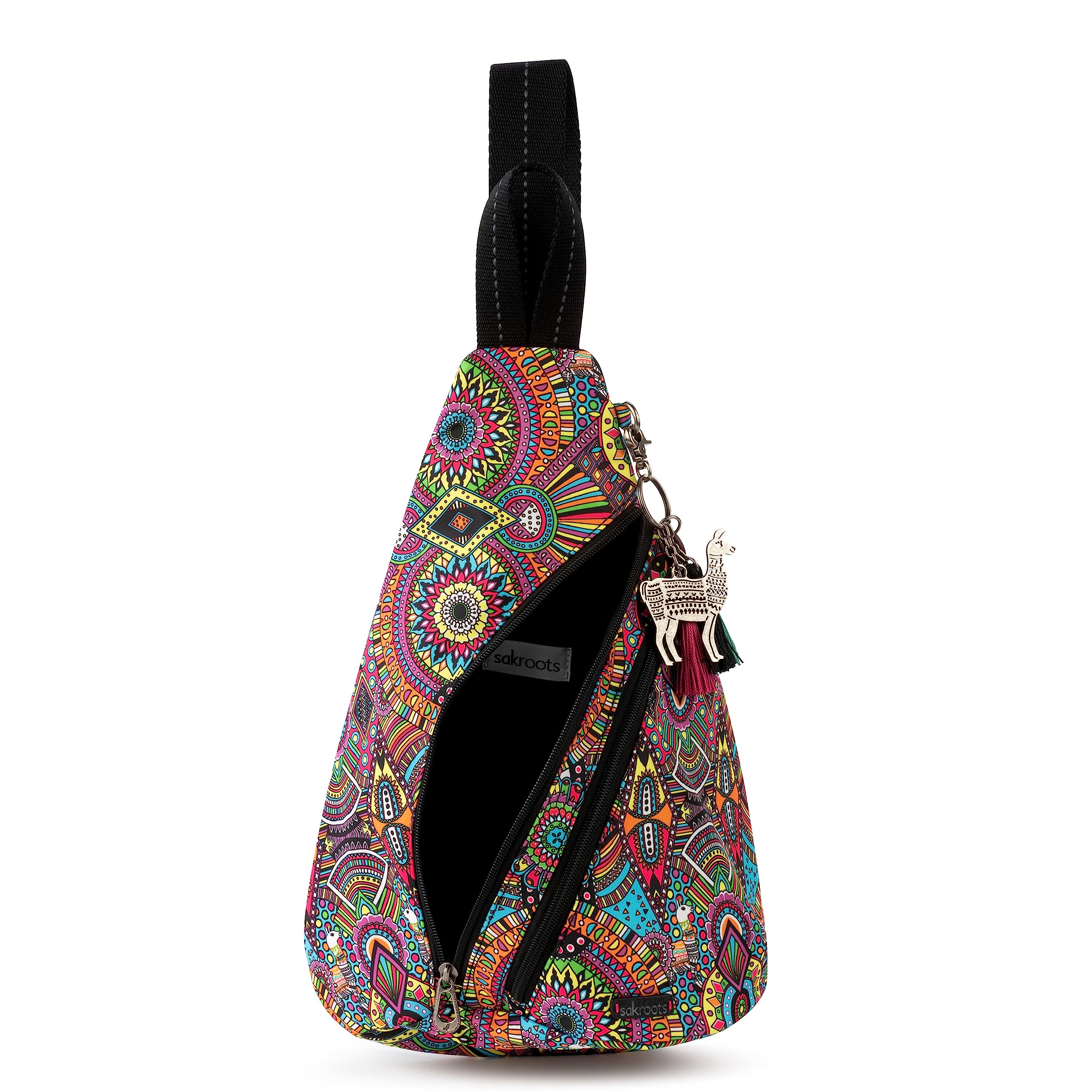 Sakroots Women's Go Sling Backpack in Nylon Eco Twill, Rainbow Wanderlust, One Size