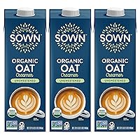 SOWN Organic Oat Creamer Unsweetened - Barista Oat Milk Non Dairy Coffee Creamer - Plant Based, Dairy-Free, Vegan, 0g Added Sugar, Gluten-Free, Non-GMO, Shelf Stable - 32oz (Pack of 3)