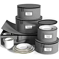 Sorbus China Storage Containers Hard Shell - Glass & Dish Storage Containers for Transport, Moving, Party - 5 Pc. Stackable Plate Storage Set for Dinnerware, Mugs, Cups - Felt Plate Protector included