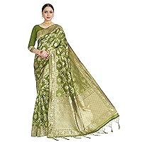 Sarees For Women's Banarasi Art Silk || Indian Ethnic Wedding Woven Saree Gift Sari With Non Stitched Blouse