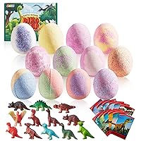 JOYIN 12 Pack Bath Bombs for Kids with Dinosaur Toys, Bubble Bath Bombs with Surprise Toy Inside, Natural Essential Oil SPA Bath Fizzies Set, Christmas Party Favors