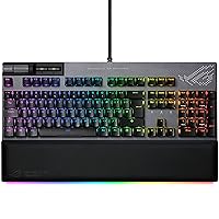 ASUS ROG Strix Flare II Animate 100% RGB Gaming Keyboard, Hot-swappable ROG NX Red Switches, PBT doubleshot keycaps, LED Display, 8K polling, Media controls, USB passthrough, Wrist rest-Black