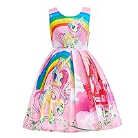 Dressy Daisy Rainbow Unicorn Pony Costume Birthday Party Fancy Dress Up Clothes for Toddler Little Girls