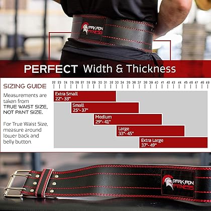 Dark Iron Fitness Weight Lifting Belt for Men & Women - 100% Leather Gym Belts for Weightlifting, Powerlifting, Strength Training, Squat or Deadlift Workout up to 600 Lbs