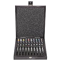Bergeon 55-606 30009 Set of 9 Screwdrivers with 9 Tubes with Spare Blades in Wooden Box Watch Repair Kit