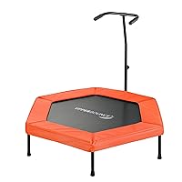 Upper Bounce Mini Workout Trampoline with Adjustable T-Shaped Handrail – Hexagonal Rebounder Trampoline for Kids and Adults - Fitness Trampoline - Supports Up to 220lbs