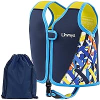 Premium Neoprene Swim Vest for Children - Ideal Buoyancy Swimming Aid for Boys, Girls and Toddlers - Modern Design Swim Jacket - Drawstring Bag Included …