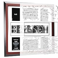 Creative Letter Art© Personalized 20 by 20 inch 6 Opening Framed Time Capsule Collage with Nature Related Alphabet Photograph Letters for Personalized Gift Book Registry including Signature Board - Holds 4 by 6 and 5 by 7 inch Photos