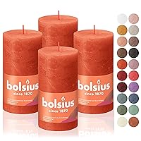BOLSIUS 4 Pack Orange Rustic Pillar Candles - 2.75 X 5 Inches - Premium European Quality - Includes Natural Plant-Based Wax - Unscented Dripless Smokeless 60 Hour Party Décor and Wedding Candles