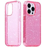 LONLI Hue - for iPhone 15 Pro Case - Hot Pink Stardust Glitter - [10FT Drop Protection] - Cute, Unique and Aesthetic Shockproof Cover for Women, Girls (2023)