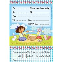 20 Dora The Explorer Perfect Picnic Purple Party Invitations Plus Envelopes