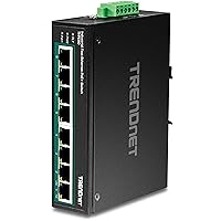 TRENDnet 8-Port Industrial Fast Ethernet PoE+ DIN-Rail Switch,TI-PE80,8 x Fast Ethernet PoE+ Ports,IP30 Network Unmanaged Switch,200W PoE Power Budget, 1.6Gbps Switching Capacity, Lifetime Protection