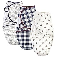 Hudson Baby Unisex Baby Quilted Cotton Swaddle Wrap 3pk, Football, 0-3 Months