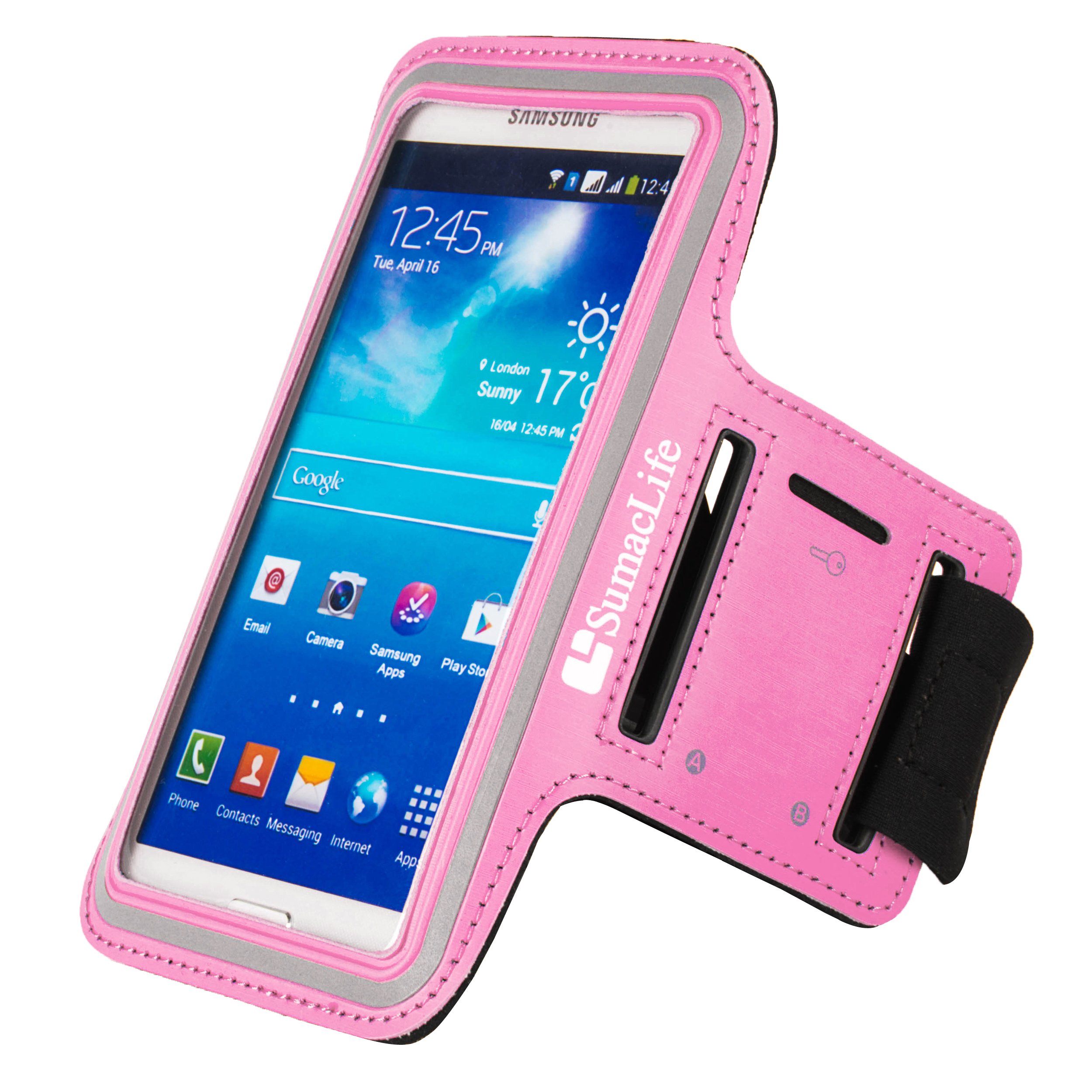 Lightweight Pink SumacLife Arm Bag for Xiaomi Redmi Note 4X Neoprene Armlet Fastener Flap and Built in Reflective Tape and Clear Touchscreen Ideal for Night Running with A Pink Waterproof Pouch