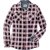 Legendary Whitetails Women's Cottage Escape Flannel Long Sleeve Plaid and Solid Color Clothes for Women, Fitted Button Down