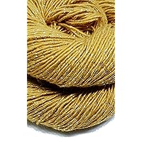 Sparkle Silk Yarn: Silk Shimmer Sparkle & Shine Yarn Iridescent Sparkle Yarn - 50 GR Pure Mulberry Silk Yarn - Knit, Crochet, Weave, Baby Yarns (Mustard)