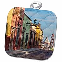 3D Rose Mexico-San Miguel De Allende. Street Scene. Pot Holder, 8 x 8