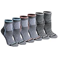 Eddie Bauer Women's Dura Dri Moisture Control Quarter Socks, Charcoal Assorted FR (6 Pairs), Medium