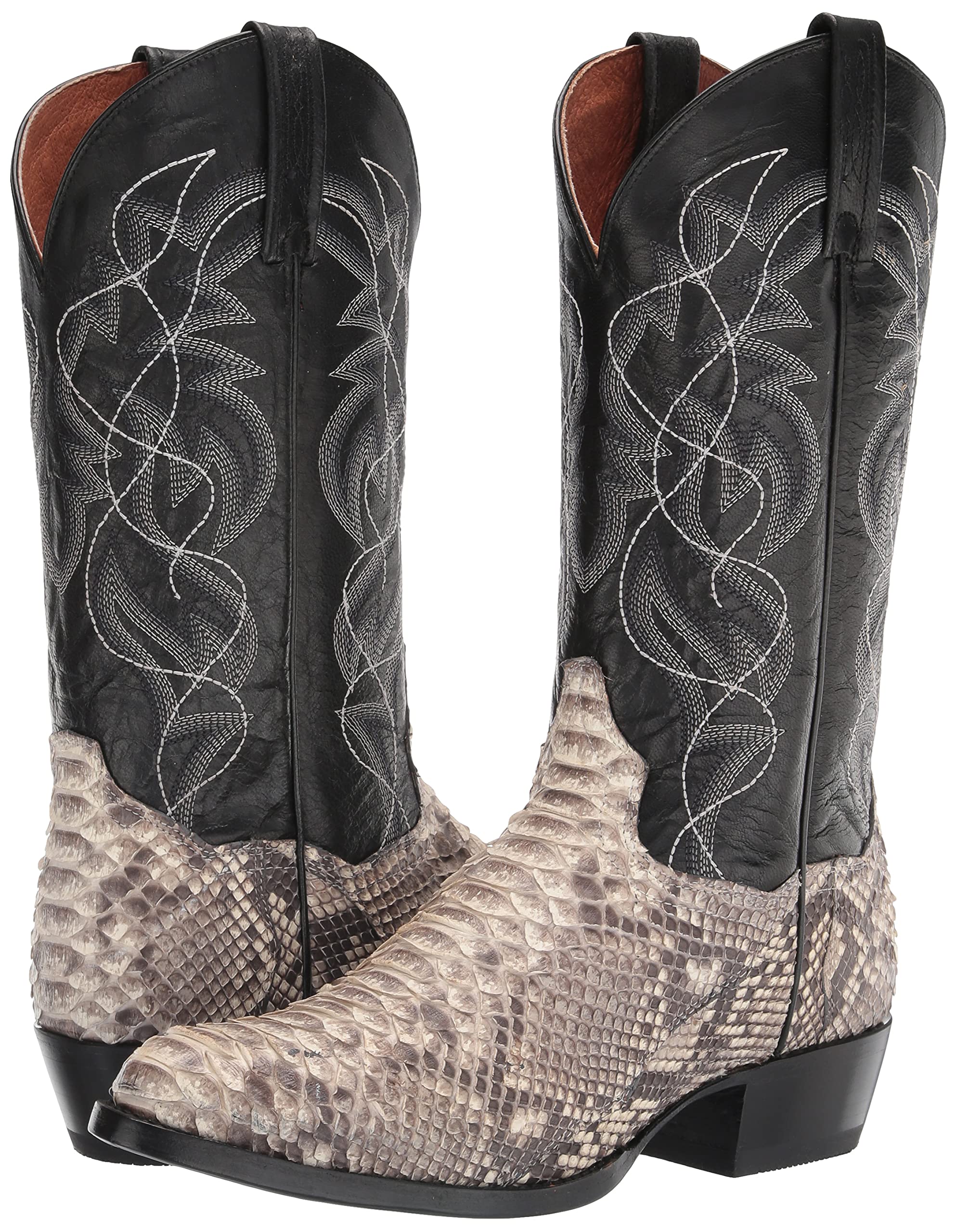 Dan Post Boots Mens Manning Snakeskin Round Toe Boots Mid Calf - Black