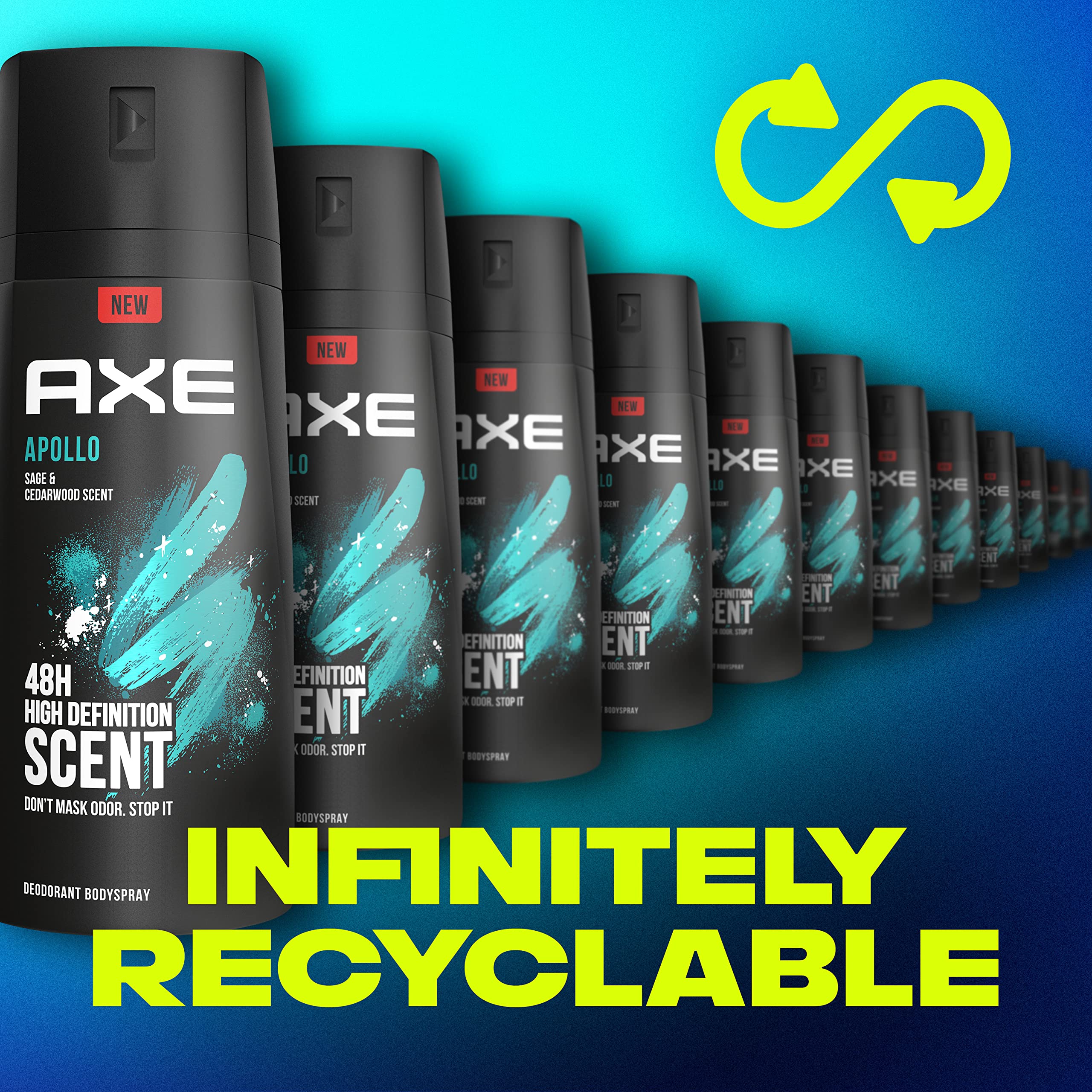 AXE Apollo Body Spray Deodorant for Long-Lasting Odor Protection, Sage & Cedarwood Deodorant for Men Formulated Without Aluminum 4 Ounce (Pack of 4)