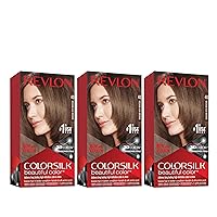 Revlon Permanent Hair Color, Permanent Hair Dye, Colorsilk with 100% Gray Coverage, Ammonia-Free, Keratin and Amino Acids, 40 Medium Ash Brown, 4.4 Oz (Pack of 3)