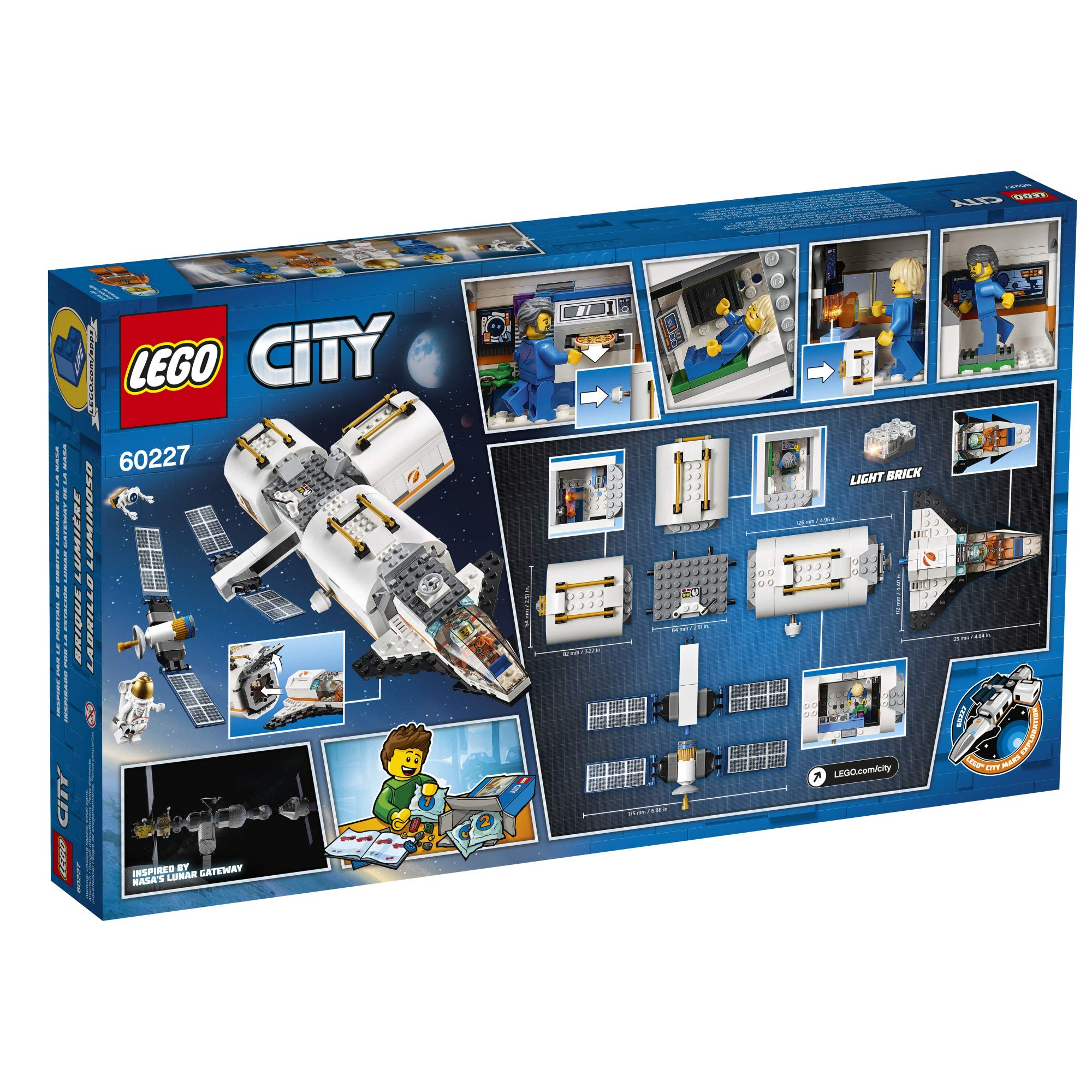 LEGO City Space Lunar Space Station 60227 Space Station Building Set with Toy Shuttle, Detachable Satellite and Astronaut Minifigures, Popular Space Gift (412 Pieces)