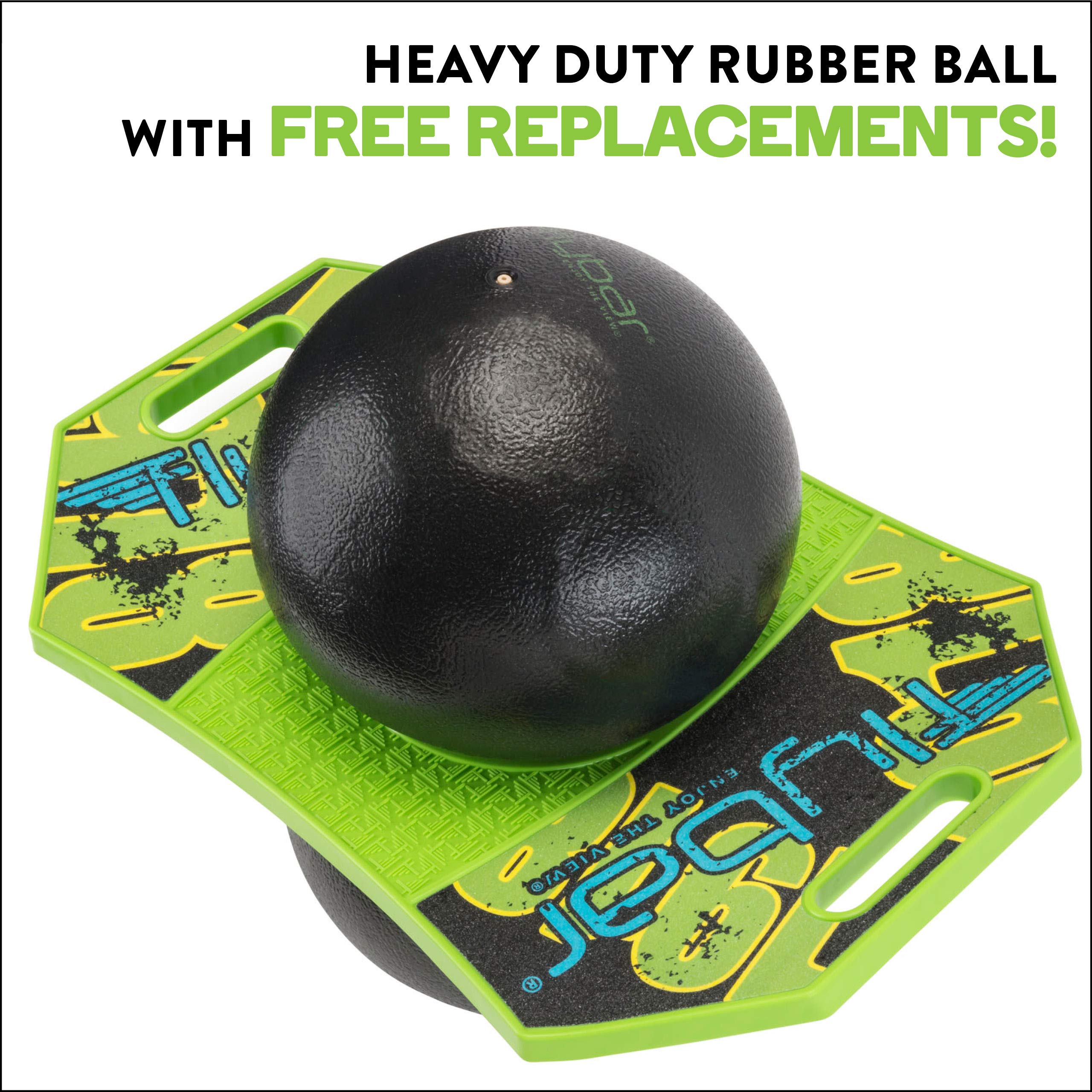 Flybar Pogo Trick Ball for Kids, Trick Bounce Board for Boys and Girls Ages 6+, Up to 160 lbs, Includes Pump, Easy to Carry Handle, Durable Plastic Deck Indoor, Outdoor Toy Pogo Jumper