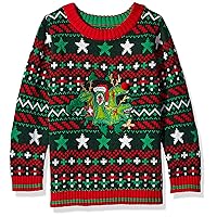 Blizzard Bay Boys Ugly Chrismas Animals Pullover Sweaters, Green/Red/Raptors, 14-16 US