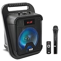 Portable Bluetooth PA Speaker - 360W 8” Rechargeable Outdoor BT Karaoke Audio System Bundle Kit - Party Lights, LED Display, FM/AUX/MP3/USB/SD,1/4